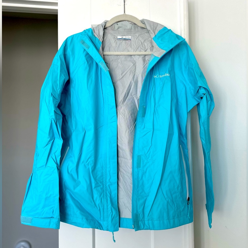 Blue Columbia rain jacket